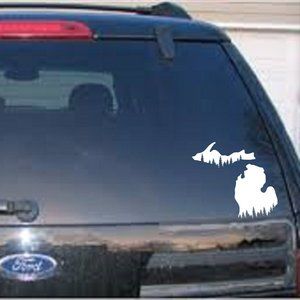 Michigan State, 6" wide,  White Decal Sticker for Cars, Trucks, Windows and more